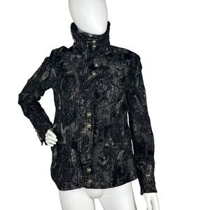 Vtg 80s Size 10 Jacket Coat Jacquard Metallic Fairy Goth Sparkle Artsy Unique